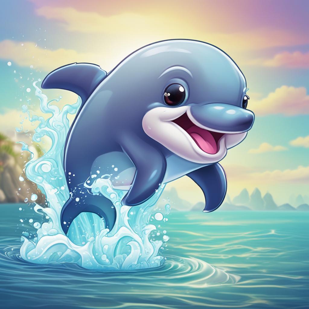 Dophin jumping out of blue green water