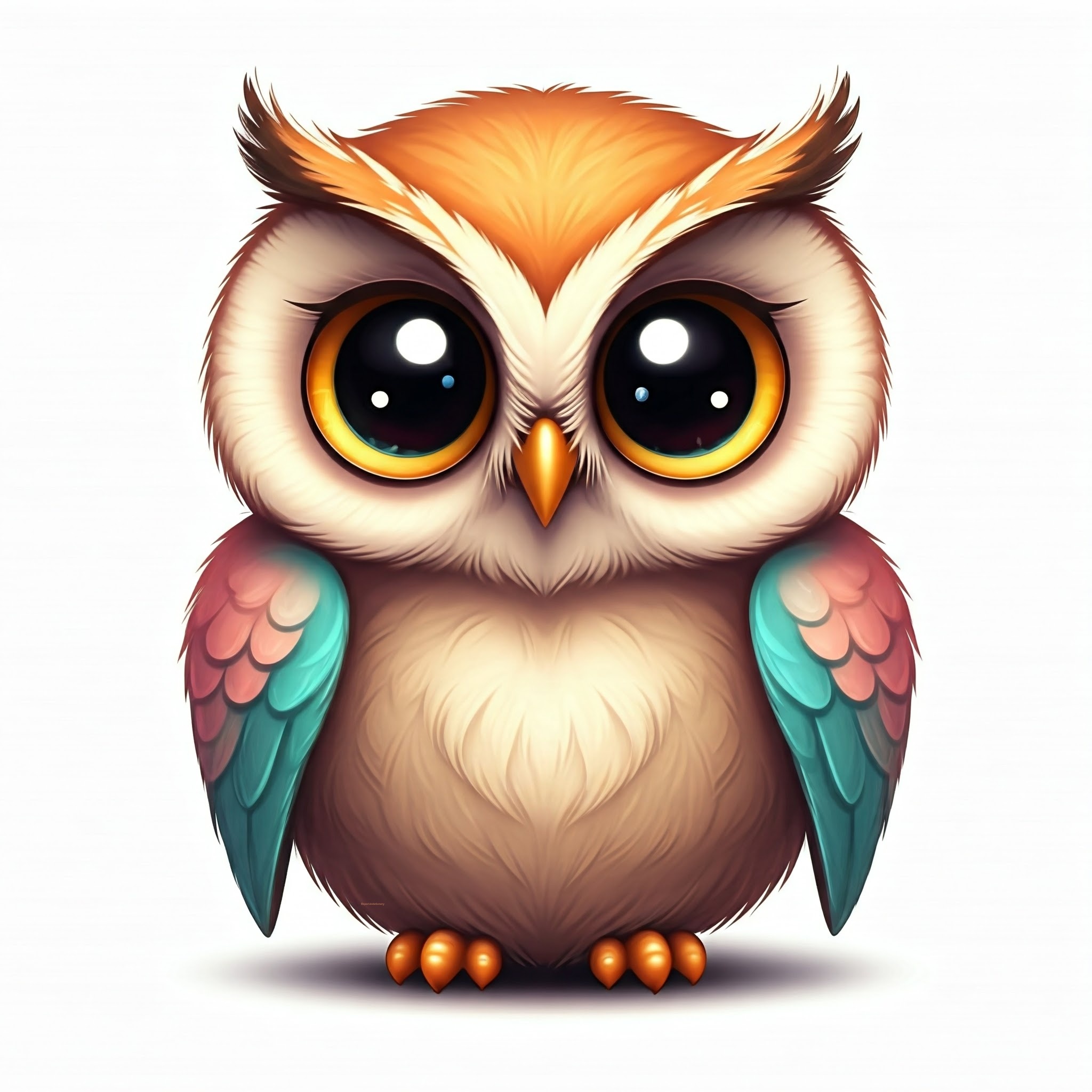 Owl baby orange green and pnk