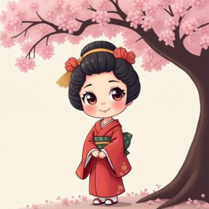 Geisha under blossom 1