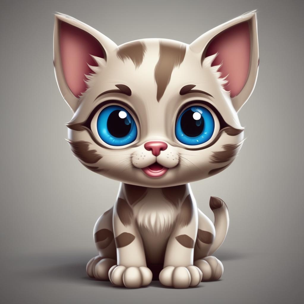Kitten brown & white big blue eyes