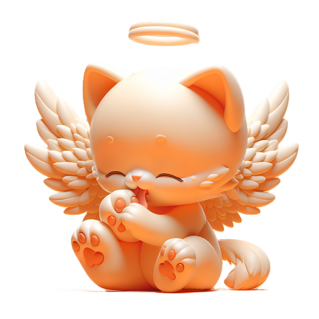 ANICA002Angel kitten orange licking paw