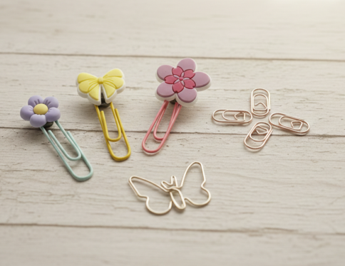 Pastel Garden & Bow Paper Clip Set