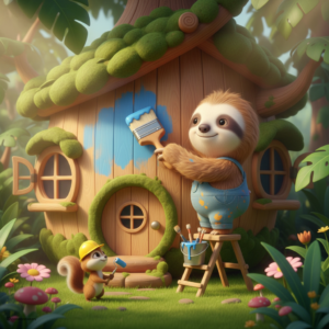 Sloth painting house