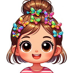White girl brown hair in bun with butterfly clips