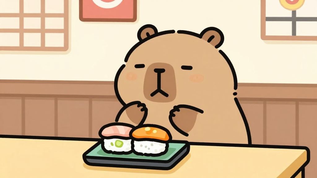 Capy eating sushi