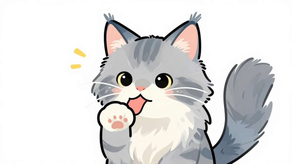 Grey main coon licking paw