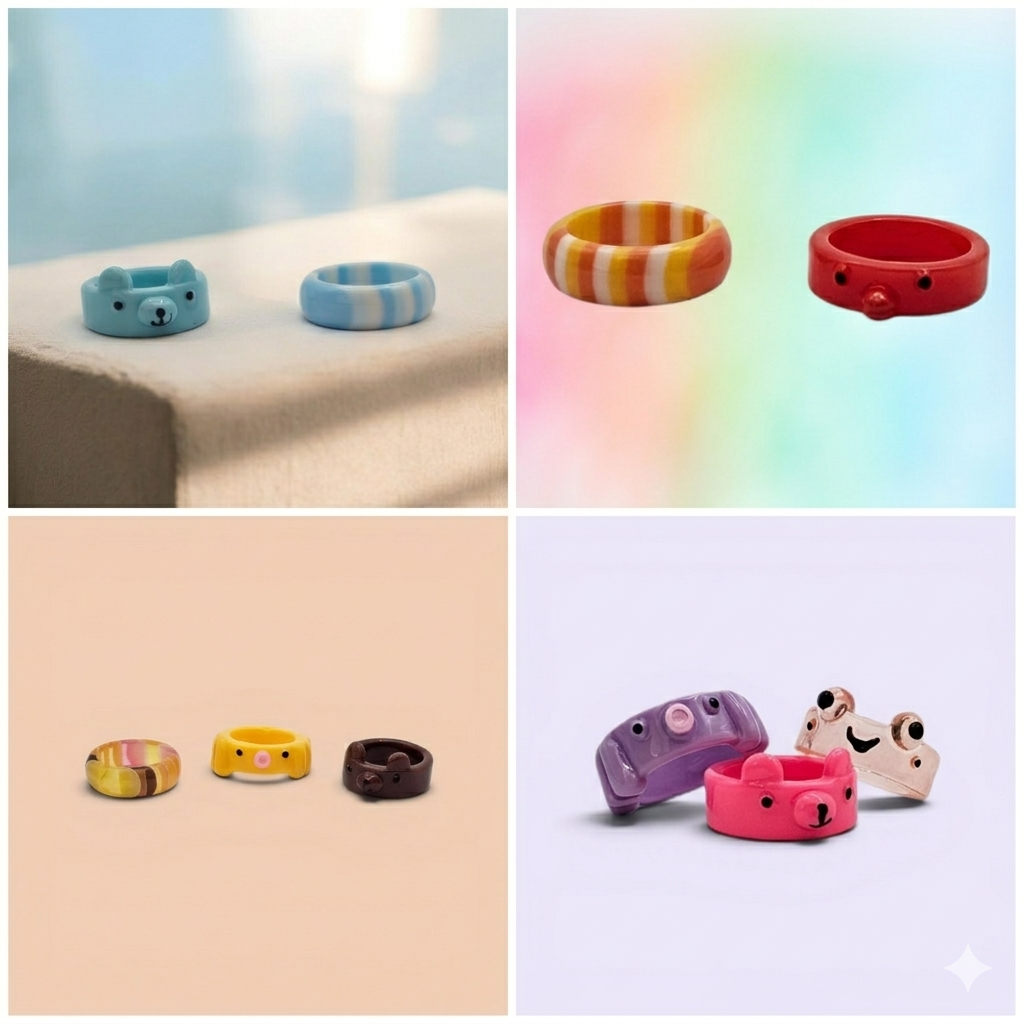 Stack-a-Cute Animal Resin Rings