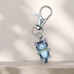 Grey Kitty Cat Keyring