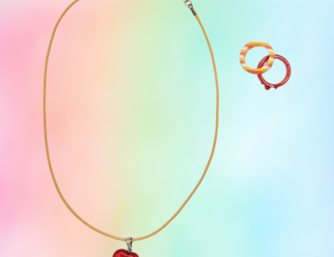 Ruby Red Cherry Resin Jewellery Set