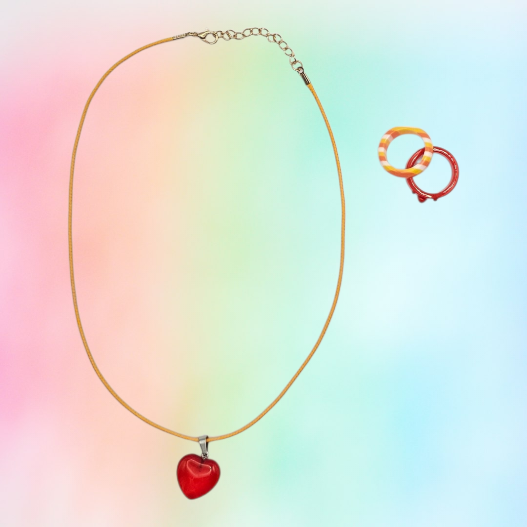 Ruby Red Cherry Resin Jewellery Set