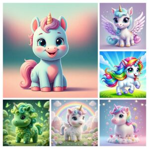 Unicorn Cutesie premium sticker set for magical scrapbook pages