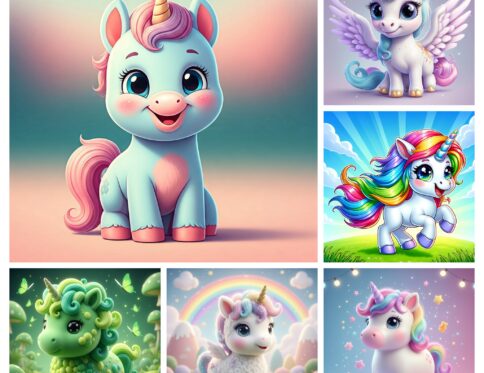 Unicorn Cutesie premium sticker set for magical scrapbook pages