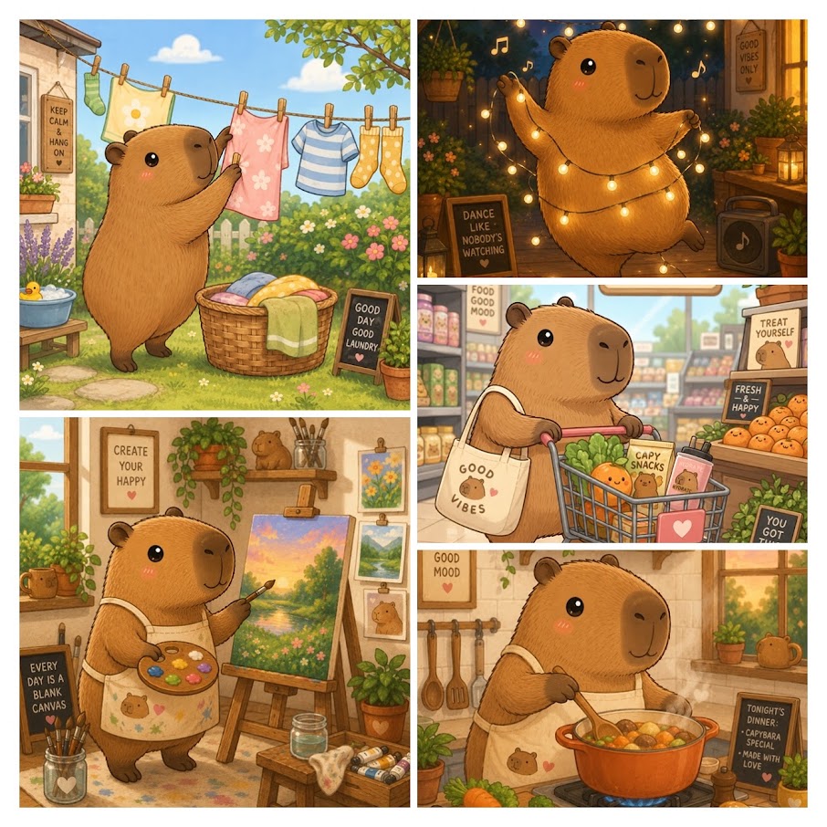 Cute capybara sticker set for adding humour to scrapbook pages