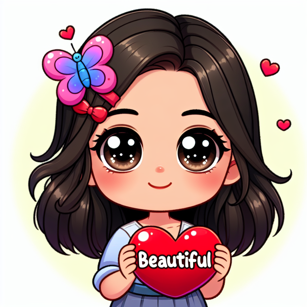 Girl with butterfly hair loveheart beautiful 2