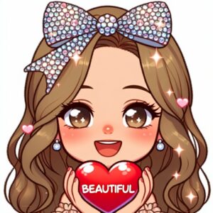 White girl brown hair bow loveheart beautiful S